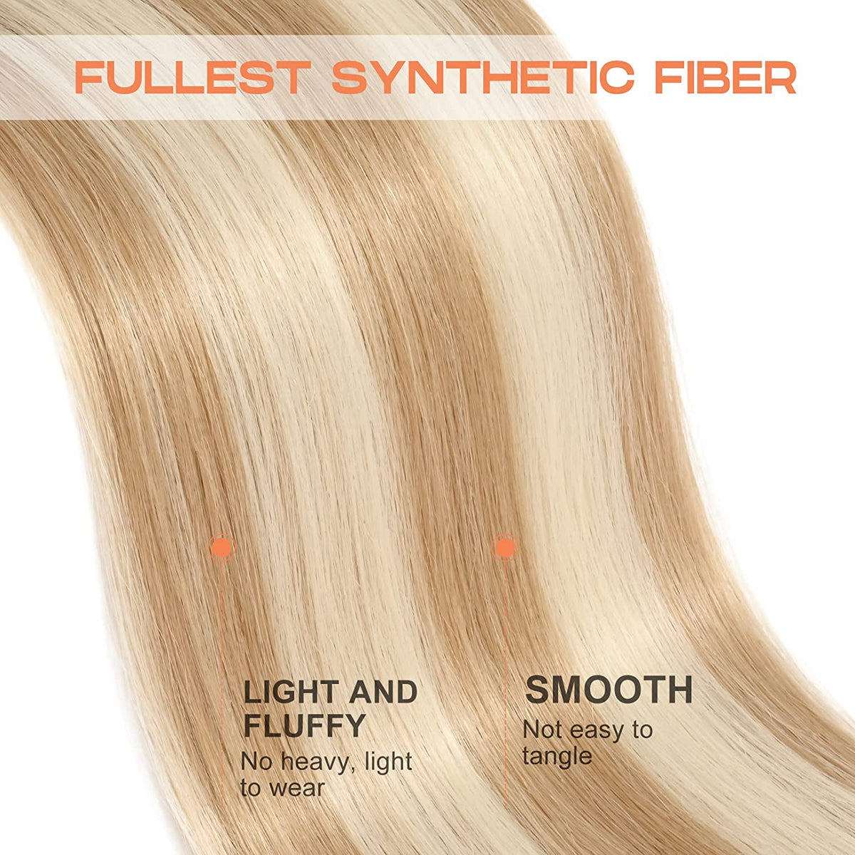 SEIKEA Ponytail Extensions Highlight Straight Pony Tail Additional Sides 3 Clips in Ponytail Hair Extensions Wrap Synthetic Hairpiece 24 Inch 140G
