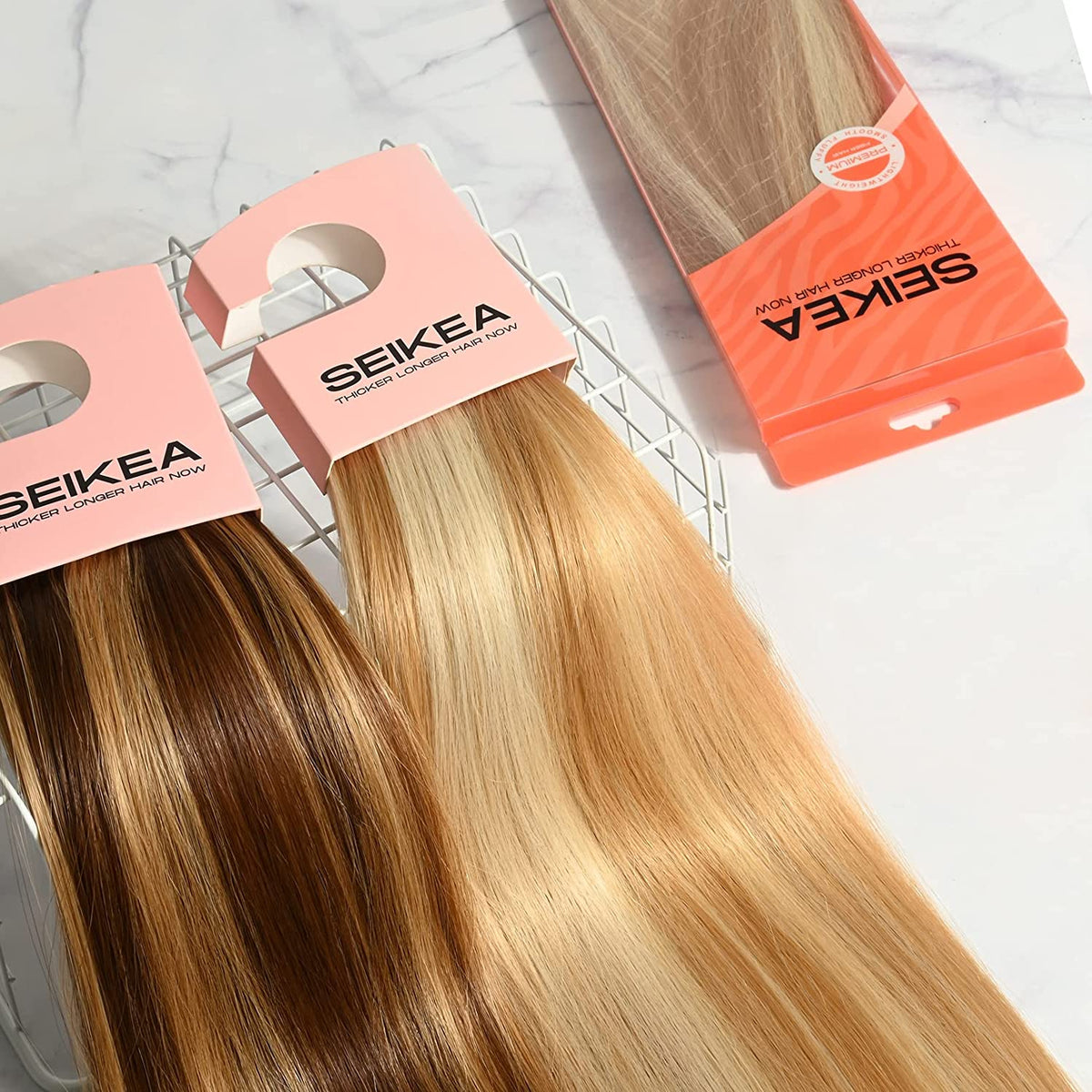 SEIKEA Ponytail Extensions Highlight Straight Pony Tail Additional Sides 3 Clips in Ponytail Hair Extensions Wrap Synthetic Hairpiece 24 Inch 140G