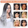 SEIKEA 28" Long Wavy Silver Grey Ombre Wig for White Women Natural Realistic Lace Part Middle Part Wigs Synthetic Heat Resistant Fiber Wig for Daily Use Party