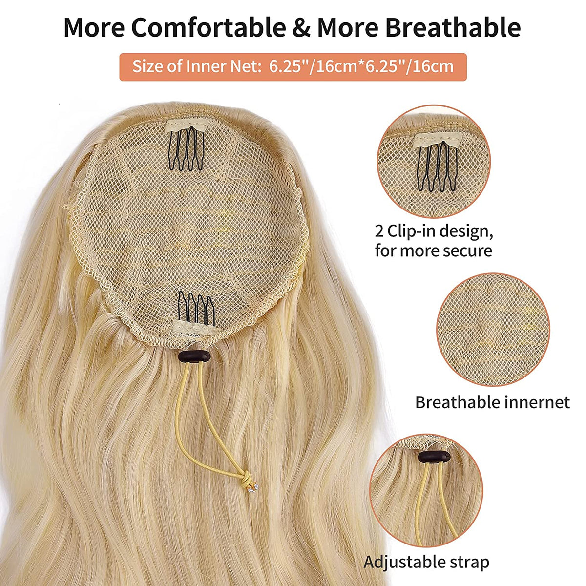 SEIKEA 24" Ponytail Extension Drawstring Long Wavy Pony Tail for Black Women