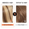 SEIKEA Ponytail Extensions Highlight Straight Pony Tail Additional Sides 3 Clips in Ponytail Hair Extensions Wrap Synthetic Hairpiece 24 Inch 140G (Butter Blonde Mix)