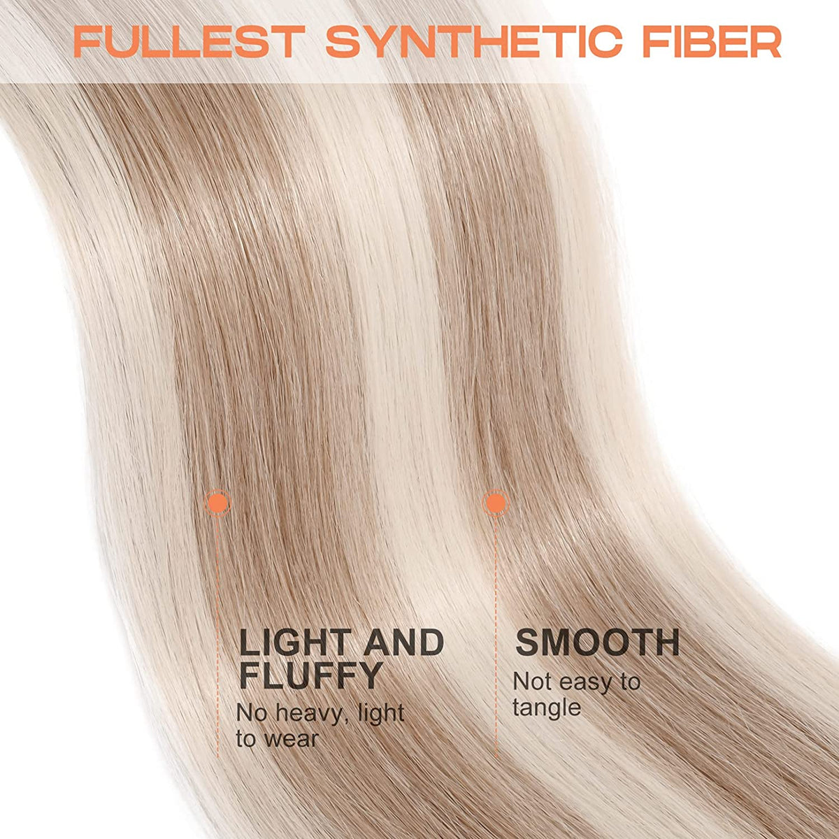 SEIKEA Ponytail Extensions Highlight Straight Pony Tail Additional Sides 3 Clips in Ponytail Hair Extensions Wrap Synthetic Hairpiece 24 Inch 140G