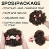 SEIKEA 2PCS Messy Bun Hair Piece Tousled Updo Hair Extension With Elastic Rubber Band Hairpiece Synthetic Hair Scrunchies Hair Piece for Women Girls Color Medium Brown with Golden Brown Highlights