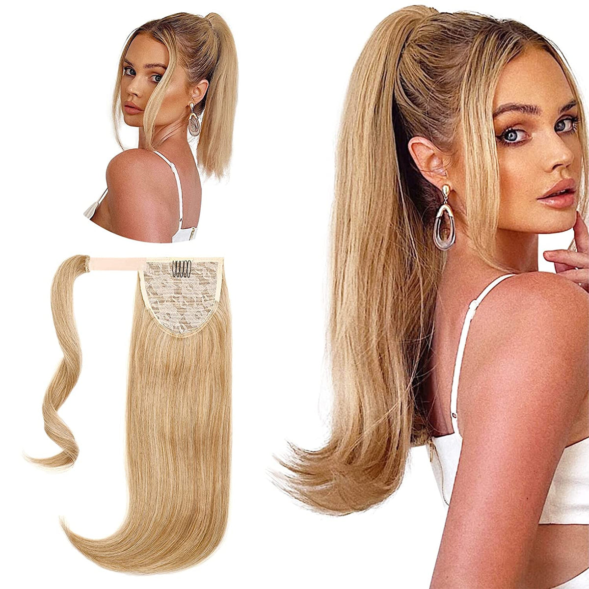 SEIKEA 20" Clip in Ponytail Extensions Wrap Around for Women