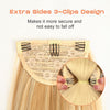 SEIKEA Ponytail Extensions Highlight Straight Pony Tail Additional Sides 3 Clips in Ponytail Hair Extensions Wrap Synthetic Hairpiece 24 Inch 140G (Deep Brown with Blonde Highlights)