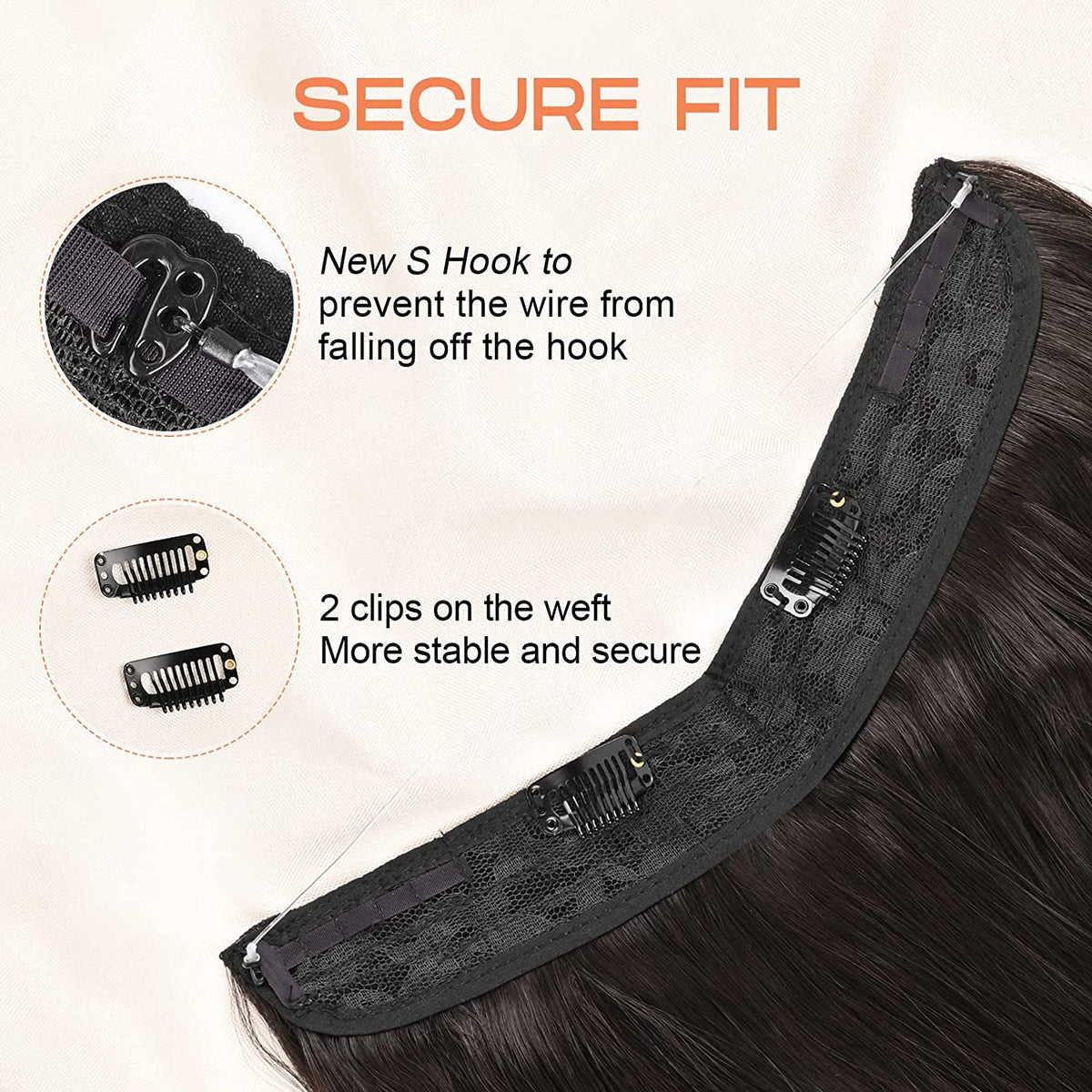 SEIKEA Invisible Wire Hair Extensions 3PCS 20 Inch 220 Gram